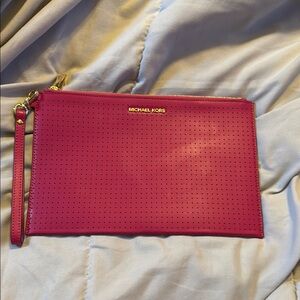 Michael Kors Pink Textured Wristlet
